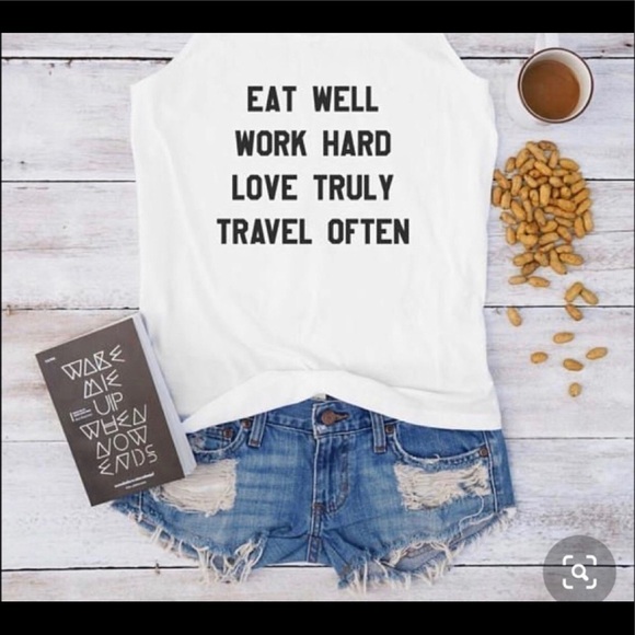 one clothing Tops - One Clothing “Eat Well...” Muscle Tank White​​​​​​​​​​